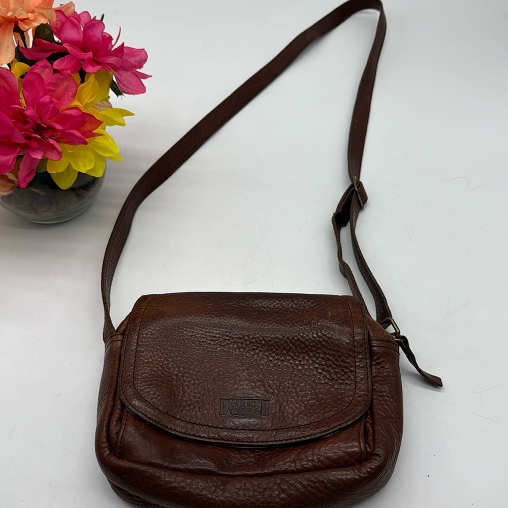Duluth Trading Company Vintage Brown Leather Crossbody Bag BRN7248D